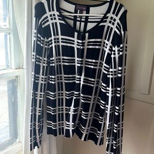 Long tall Sally size large black and white button up cardigan
